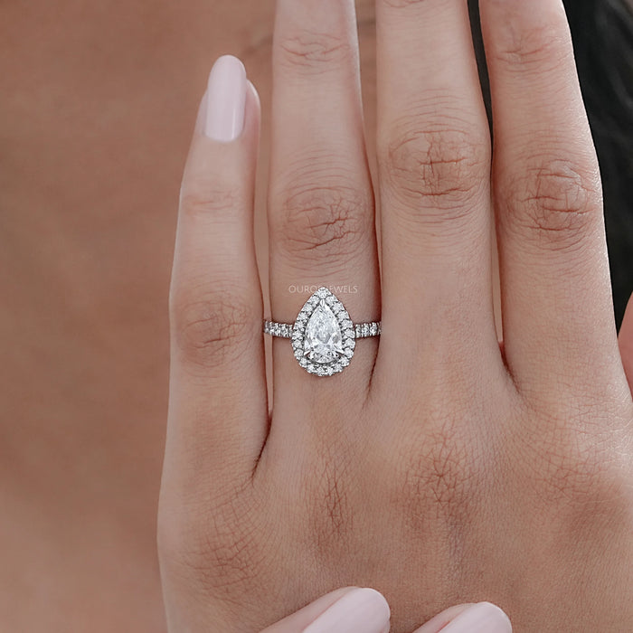 Pear Lab Diamond Halo Eternity Wedding Ring