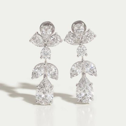 Pear And Marquise Cut Lab Grown Diamond Drop Earrings