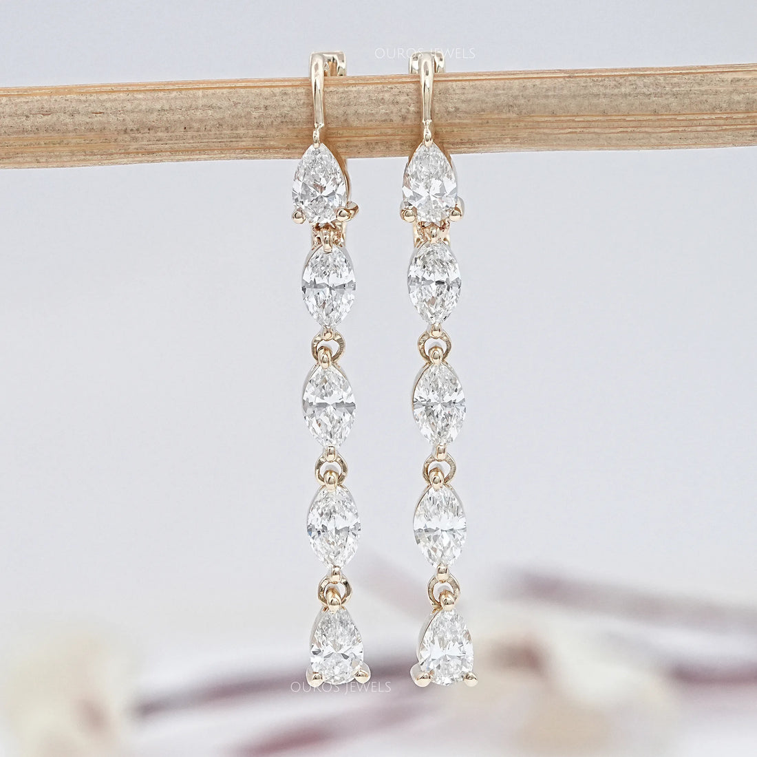 Pear And Marquise Cut Lab Diamond Dangle Earrings
