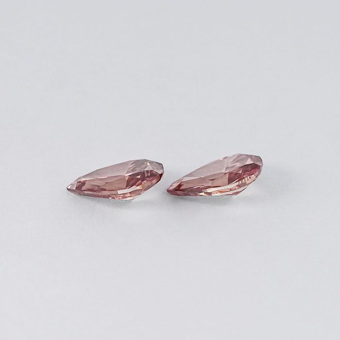 Reddish Pink Pear Cut Lab Grown Diamond Matching Pair 