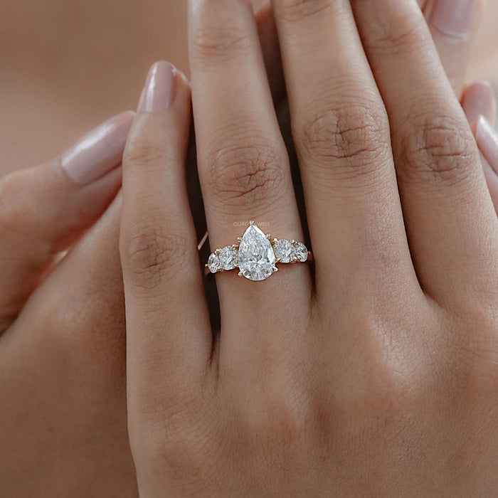 Pear And Round Diamond Five Stone Engagement Ring