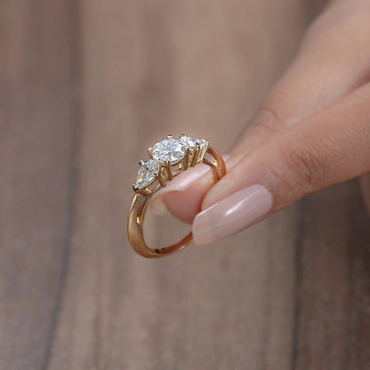 3 Stone Round Cut Lab Diamond Engagement Ring Rings