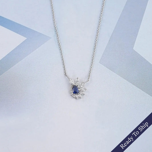 Sapphire Pear And Marquise Floral Cluster Pendant