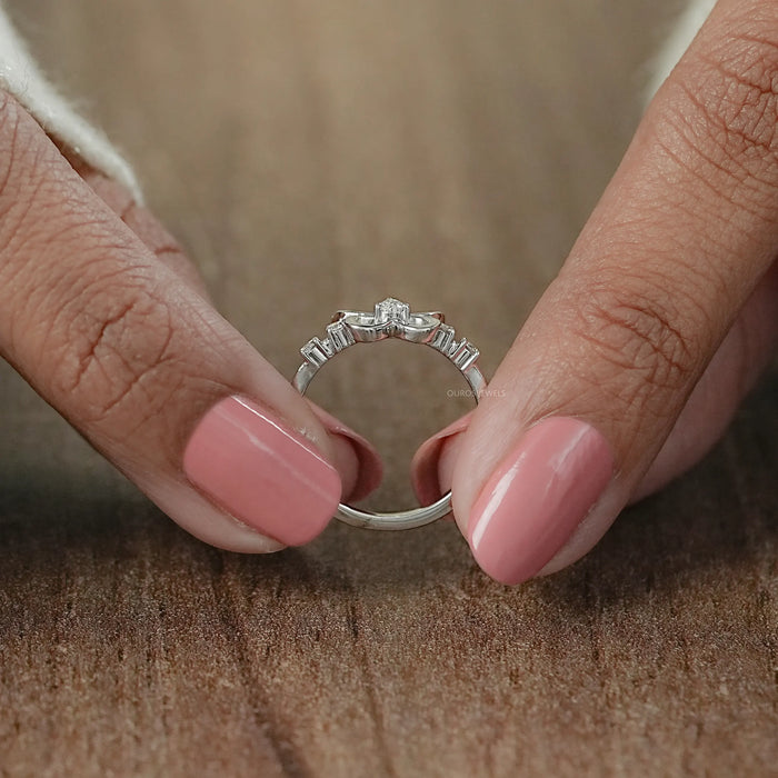 Pear Diamond Butterfly Shaped Wedding Ring