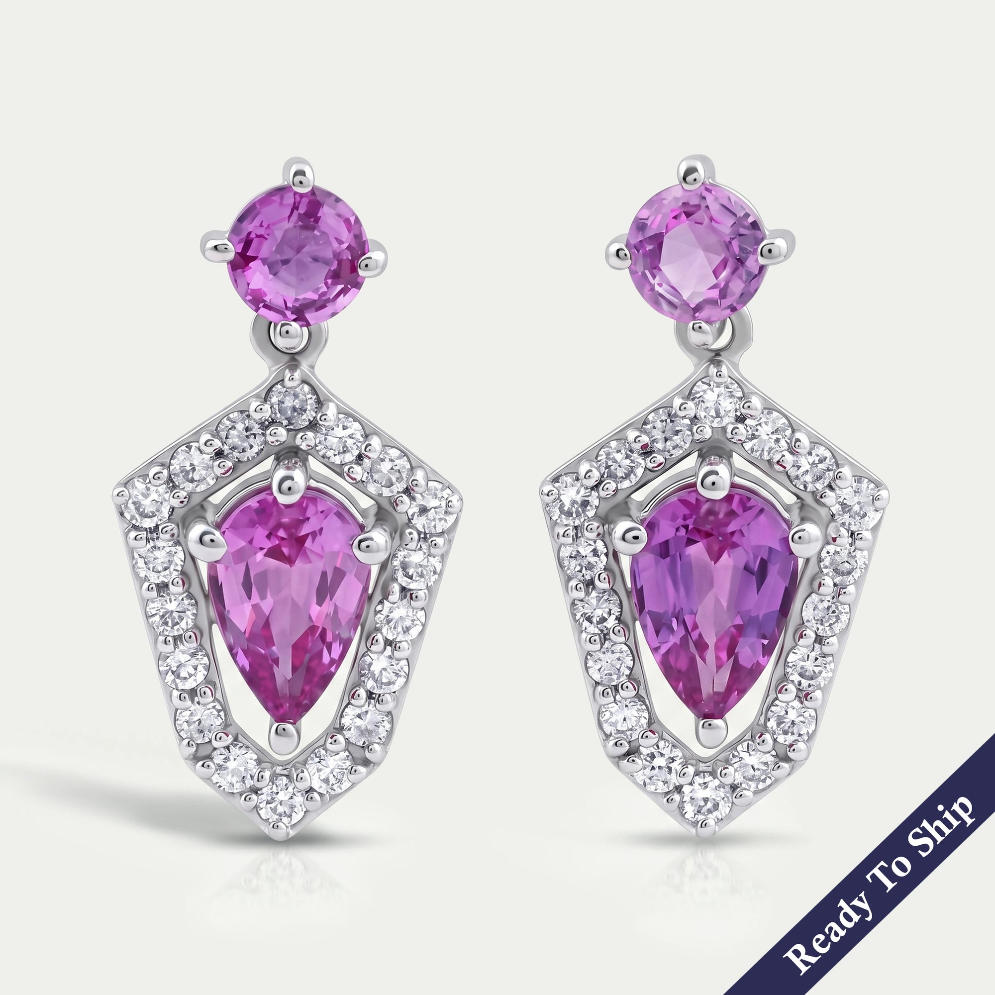 Pear Shape Halo Gemstone Dangle Earrings