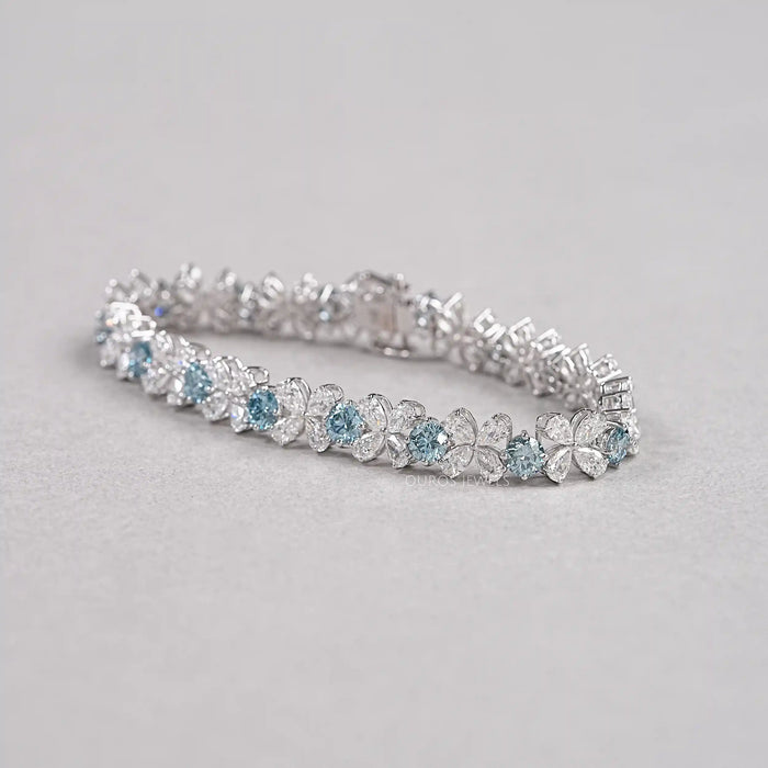 Pear Shaped Diamond Flower Bracelet