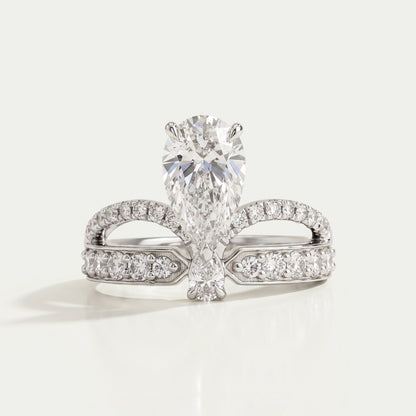 Pear Cut Crown Style Bridal Engagement Ring