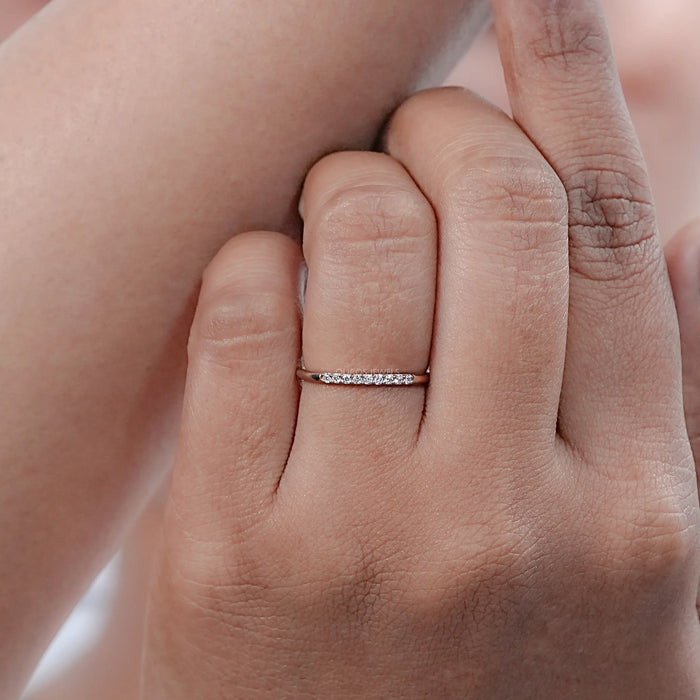 Round Lab Diamond Pave Set Wedding Band