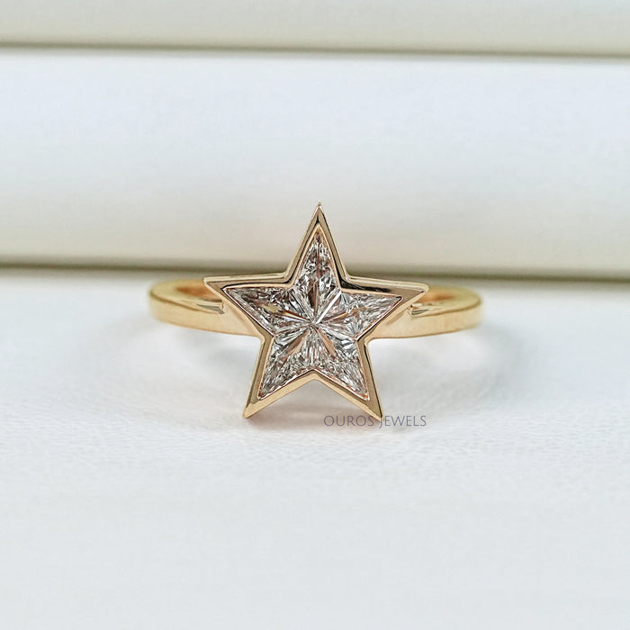 Star Pie Cut Solitaire Bezel Setting Engagement Ring