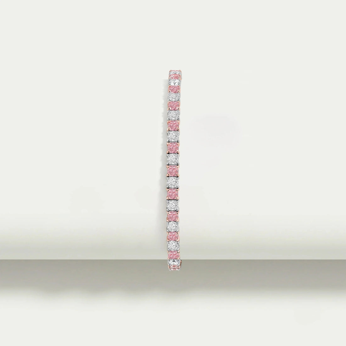 Pink Cushion Cut Lab Grown Diamond Tennis Bracelet