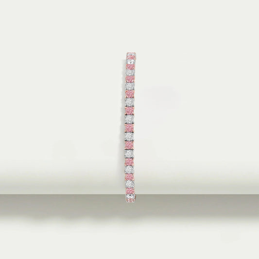 Pink Cushion Cut Lab Diamond Tennis Bracelet