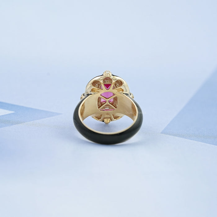 Sapphire Baguette With Enamel Cocktail Ring 
