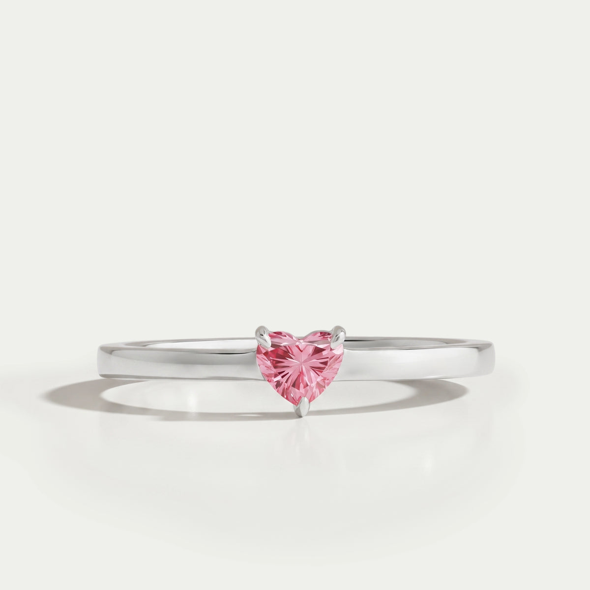 Pink Heart Shape Solitaire Ring