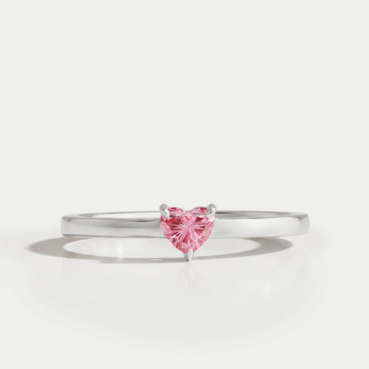 Pink Heart Shape Solitaire Ring