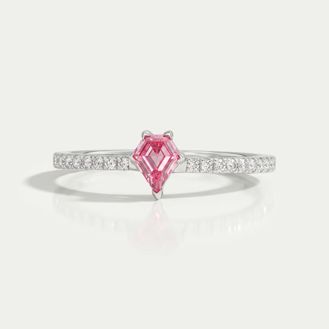 Pink Kite Cut Lab Grown Diamond Solitaire Accent Ring