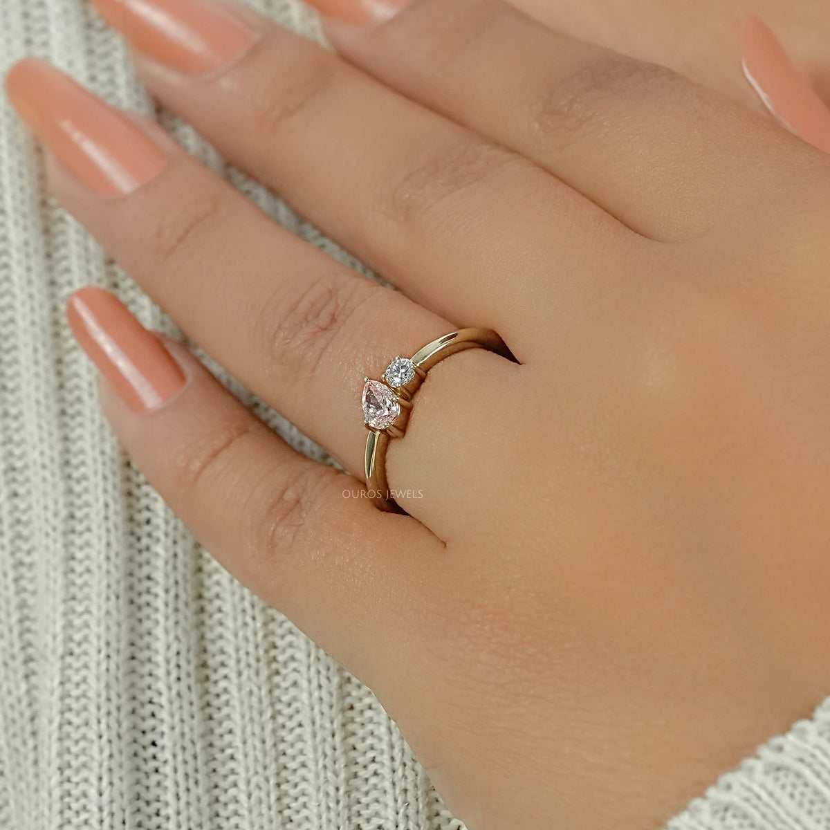 Pink Pear Lab Diamond Toi Et Moi Engagement Ring Ring