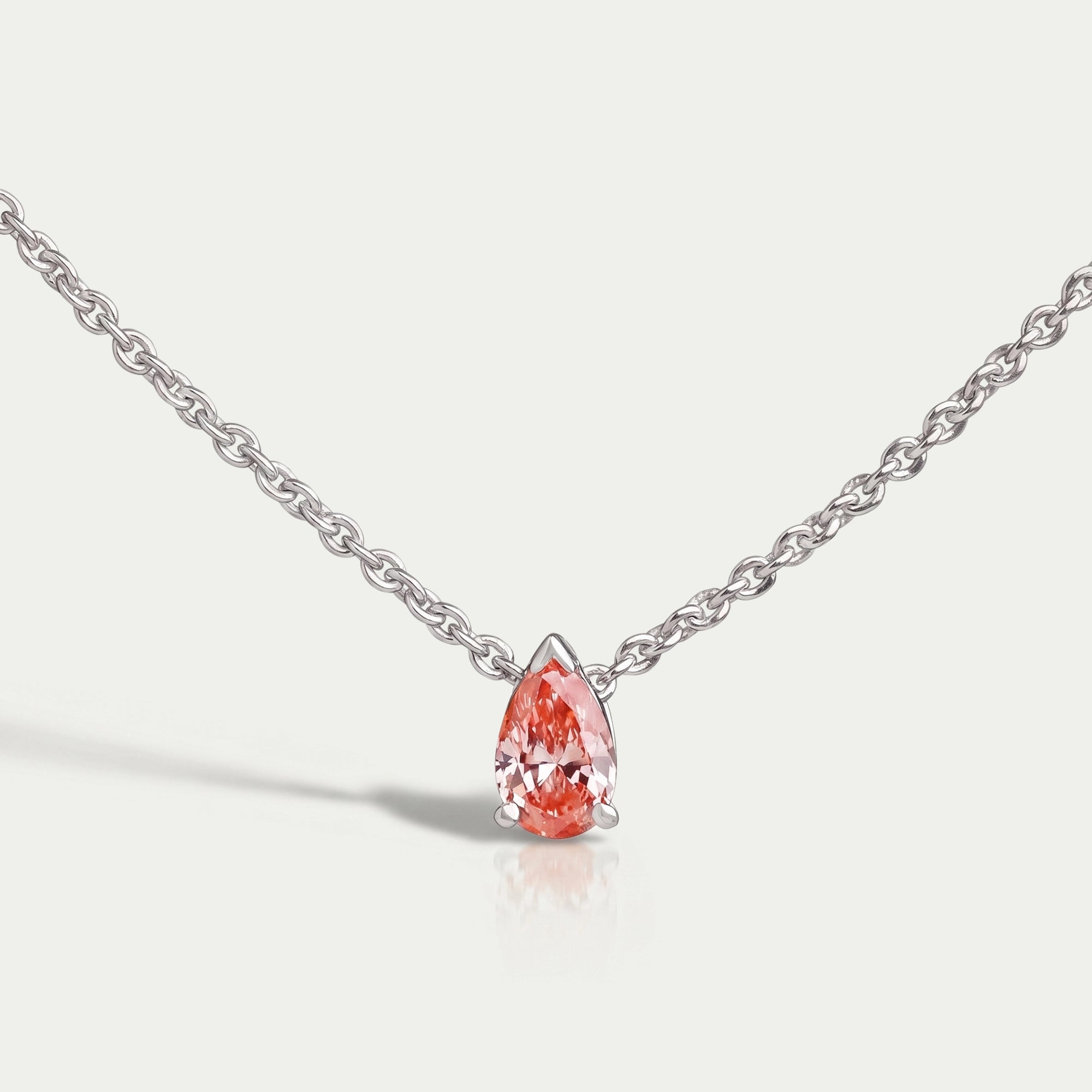 Pink Pear Cut Lab Grown Diamond Pendant Necklaces