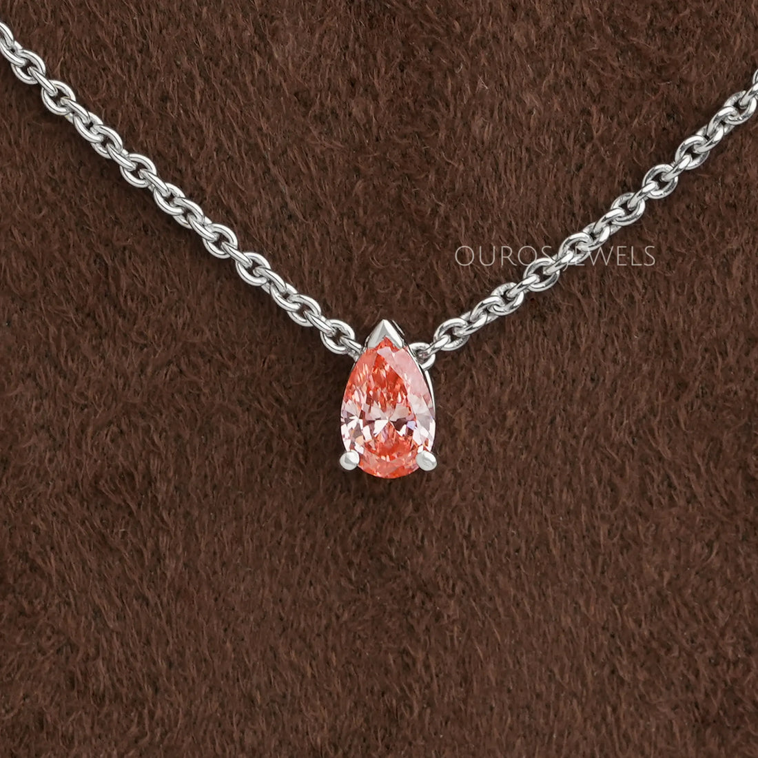 Pink Pear Cut Lab Grown Diamond Pendant Necklaces