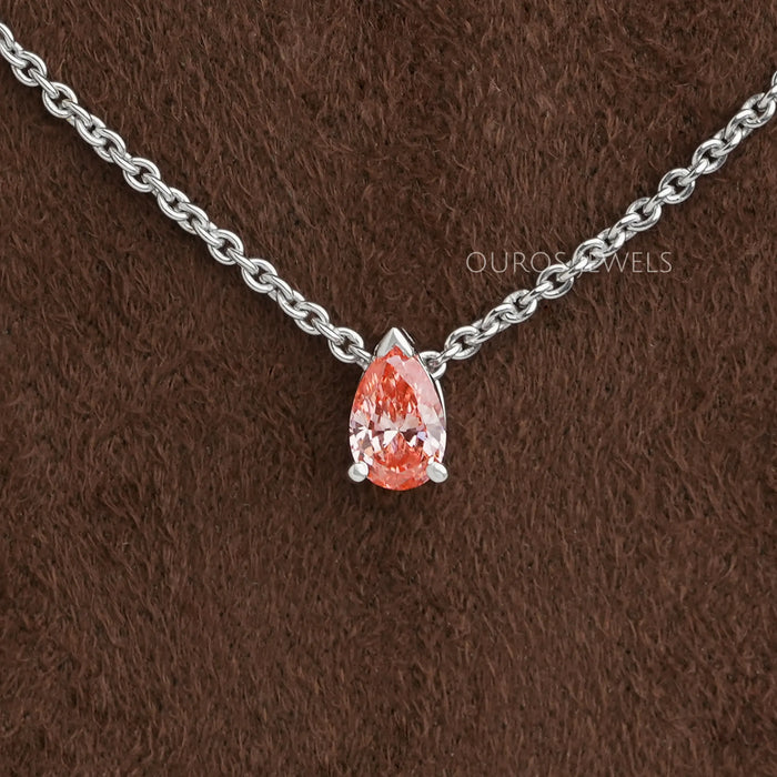 Fancy Pink Pear Lab grown Diamond Necklace