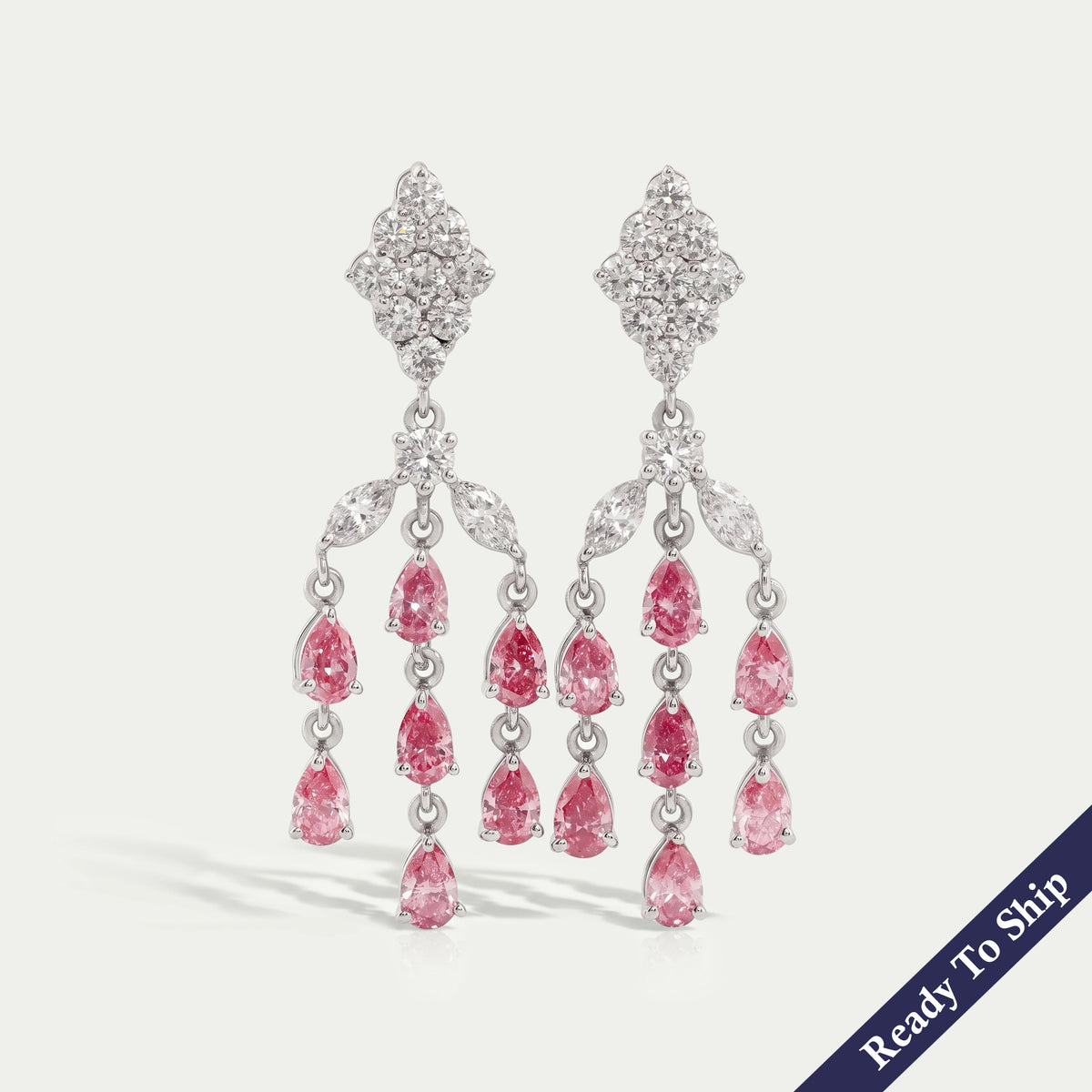 Pink Pear Lab Diamond Chandelier Earrings Earrings