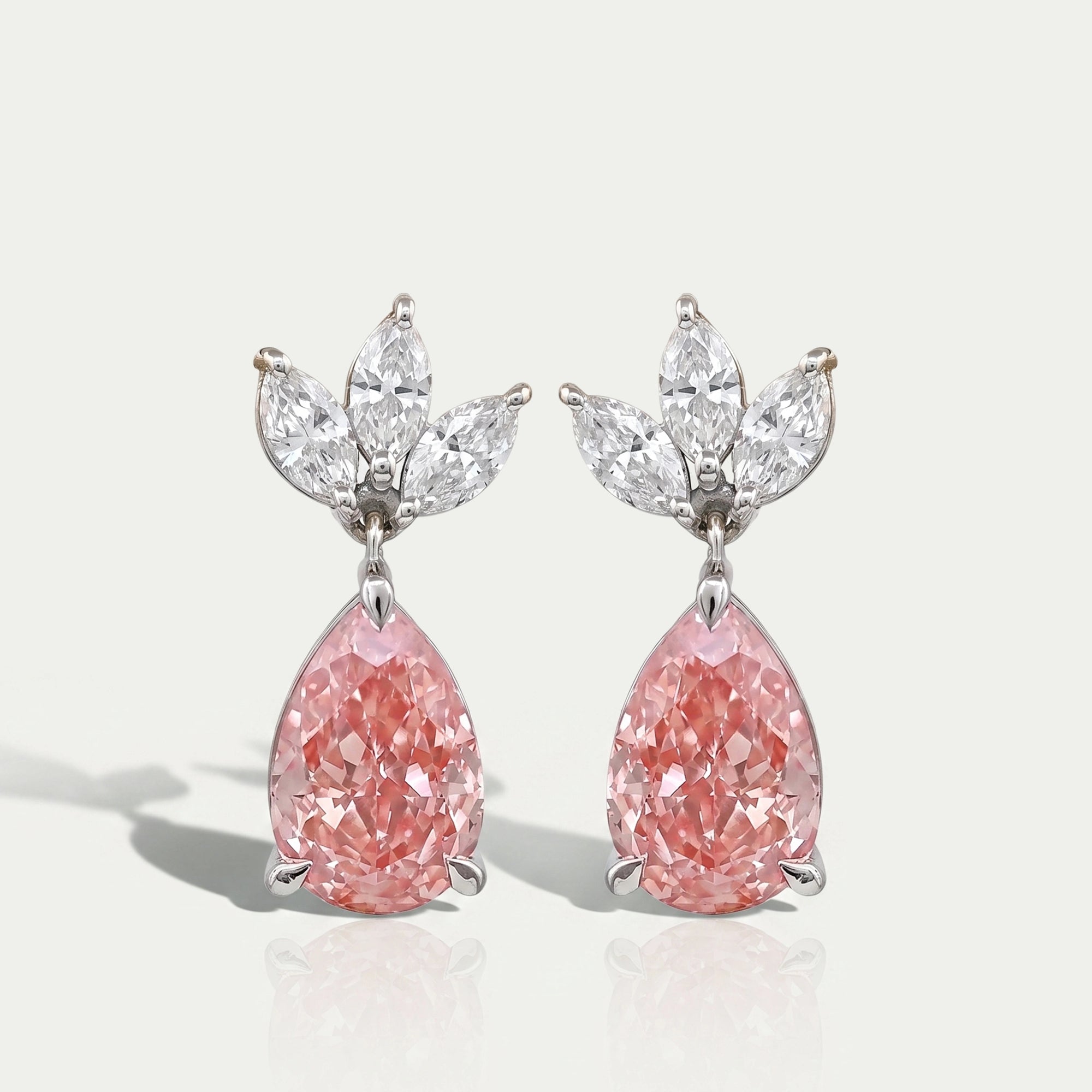 Fancy Pink Pear And Marquise Diamond Drop Earrings Earrings