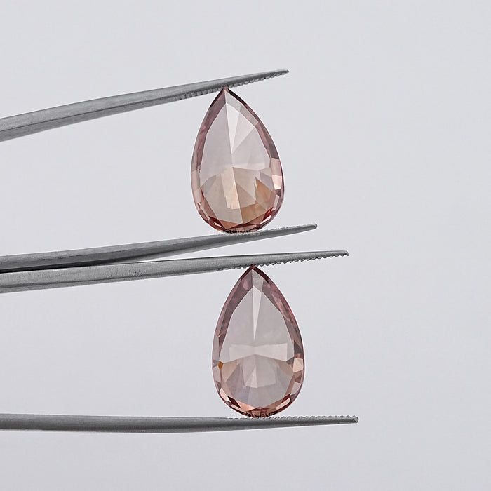 Reddish Pink Pear Cut Lab Grown Diamond Matching Pair 