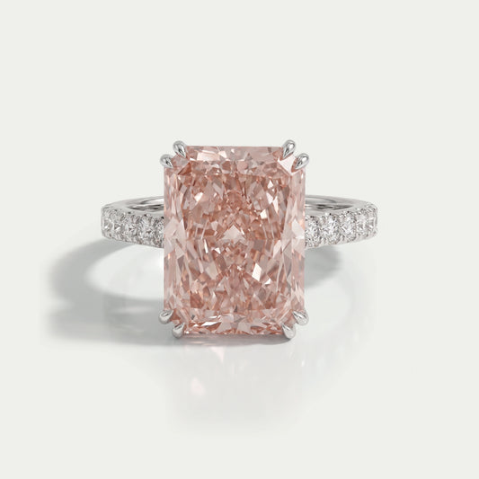 Pink Radiant Cut Solitaire Accent Engagement Ring