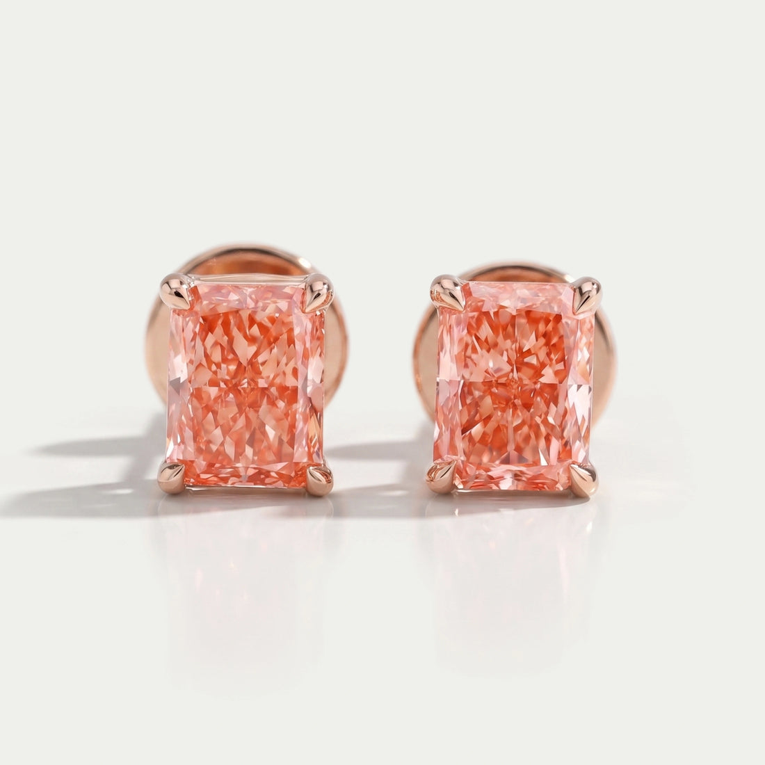 Pink Radiant Cut Lab Diamond Stud Earrings Earring