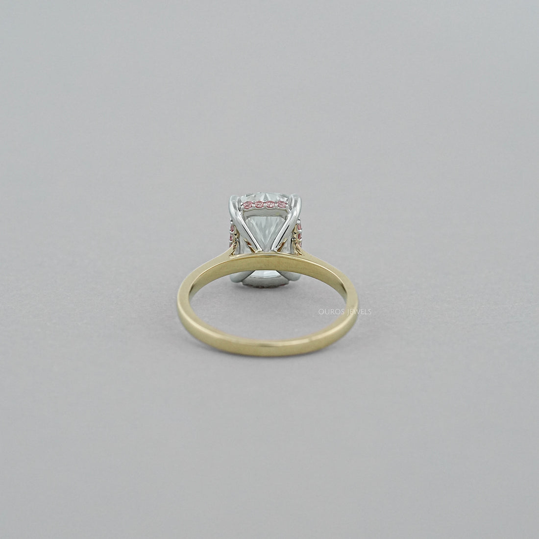 Cushion Lab Diamond Pink Hidden Halo Solitaire Ring Rings