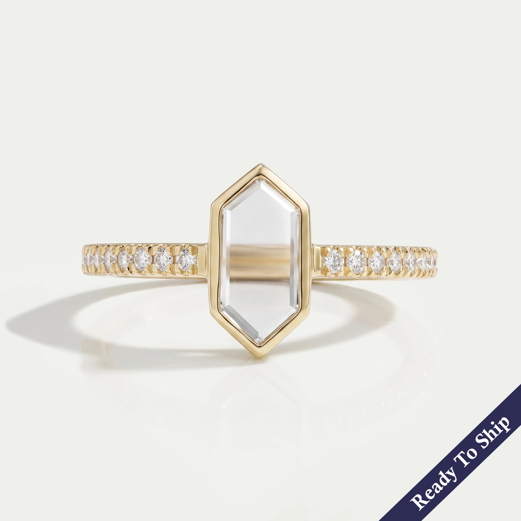 Antique Shape Portrait Diamond Solitaire Accent Ring