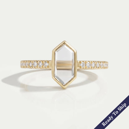 Antique Shape Portrait Diamond Solitaire Accent Ring