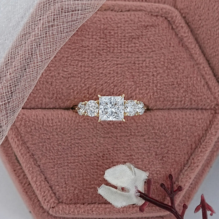 Five Stone Princess Lab Diamond Engagement Ring