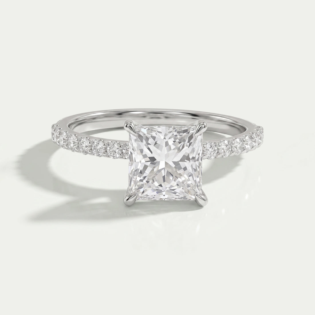 Princess Diamond Solitaire Accent Engagement Ring Rings