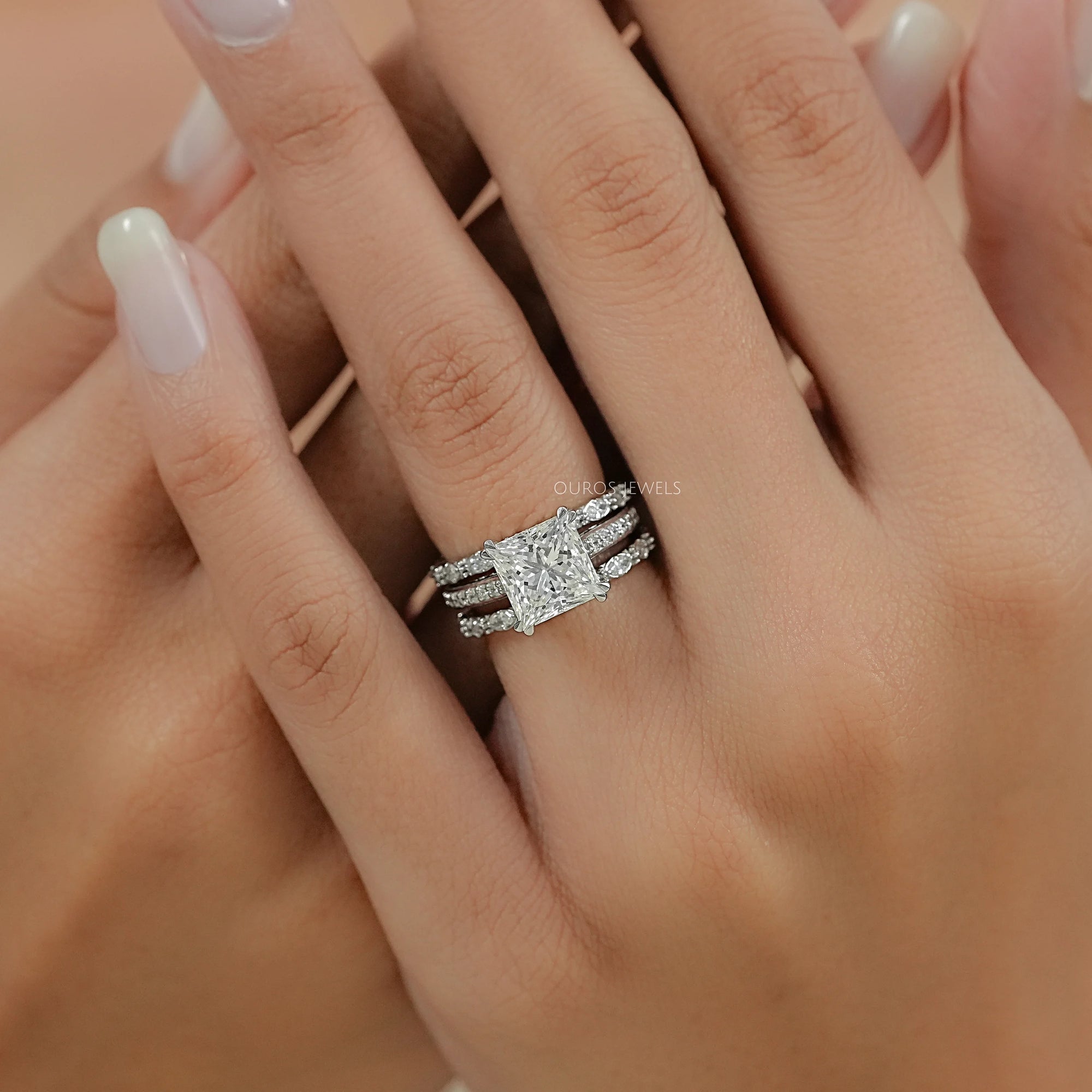 Lab Grown Round Diamond Ring Bridal Set
