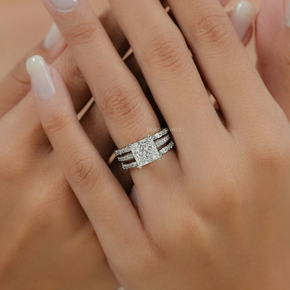 Lab Grown Round Diamond Ring Bridal Set
