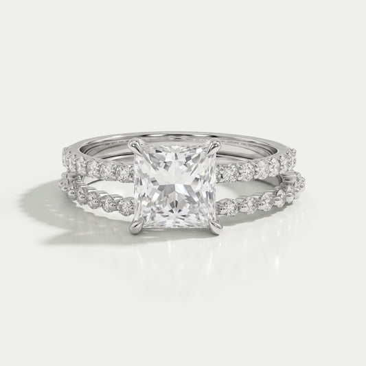 Princess Cut Lab Diamond Solitaire Bridal Set