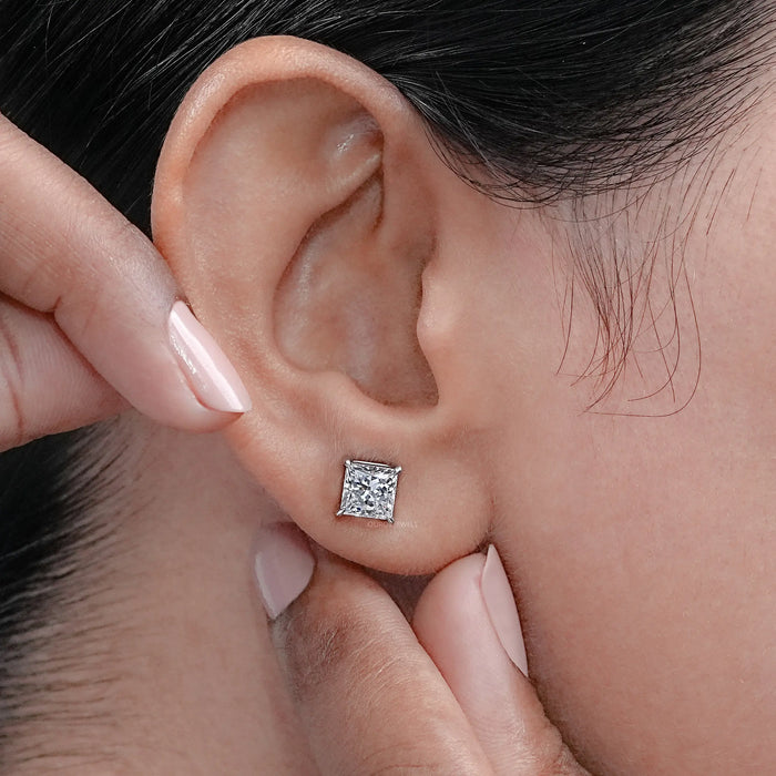 4 Prong Princess Cut Diamond Studs