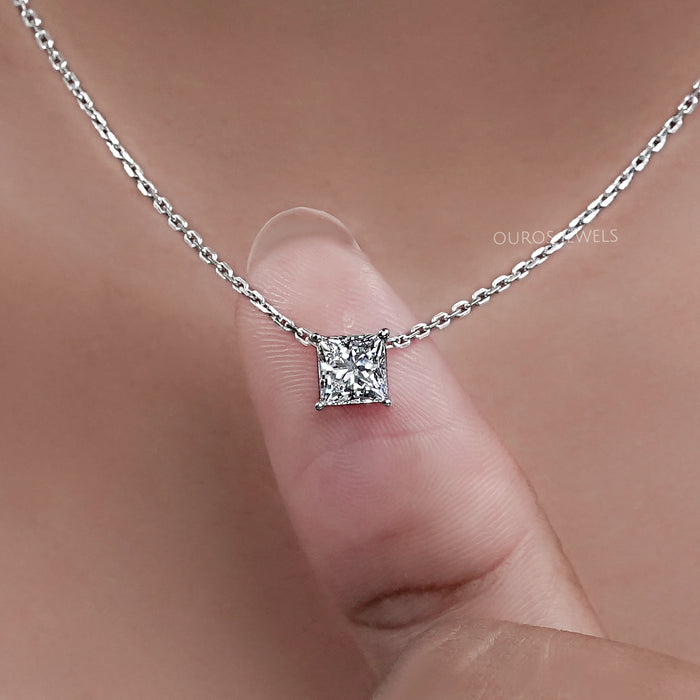 Princess Cut Diamond Solitaire Pendant