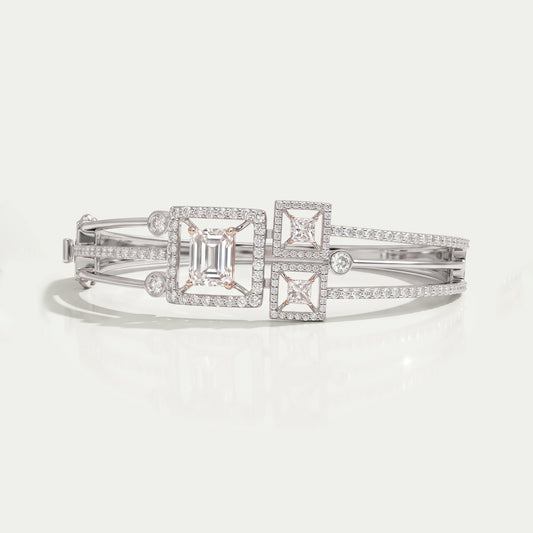 Emerald & Princess Cut Lab Grown Diamond Bangle