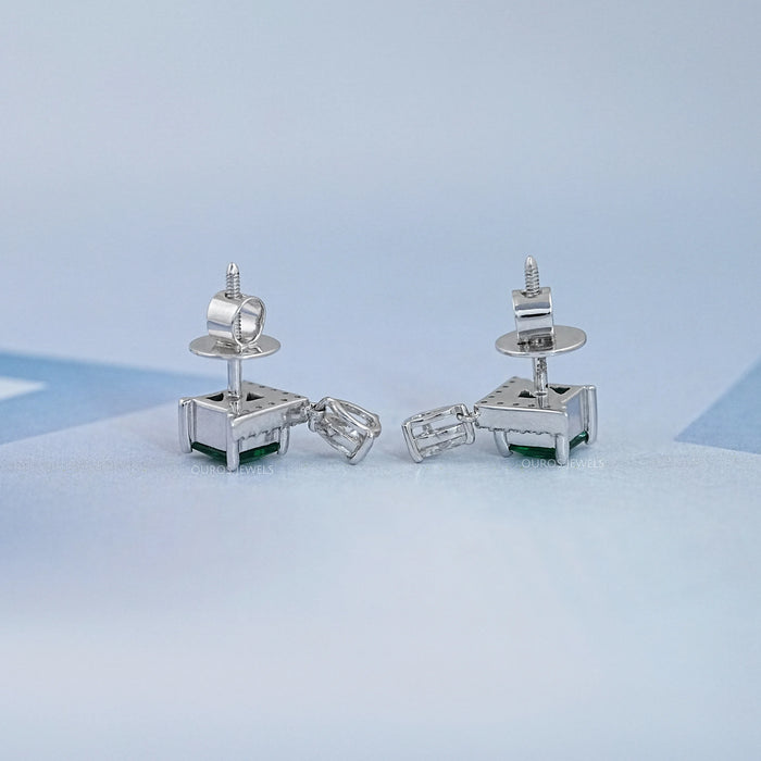 Green Princess Gemstone And Lab Diamond Drop Earrings