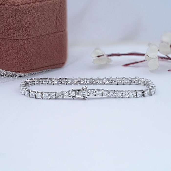Princess Cut Lab Grown Diamond Tennis Bracelet 