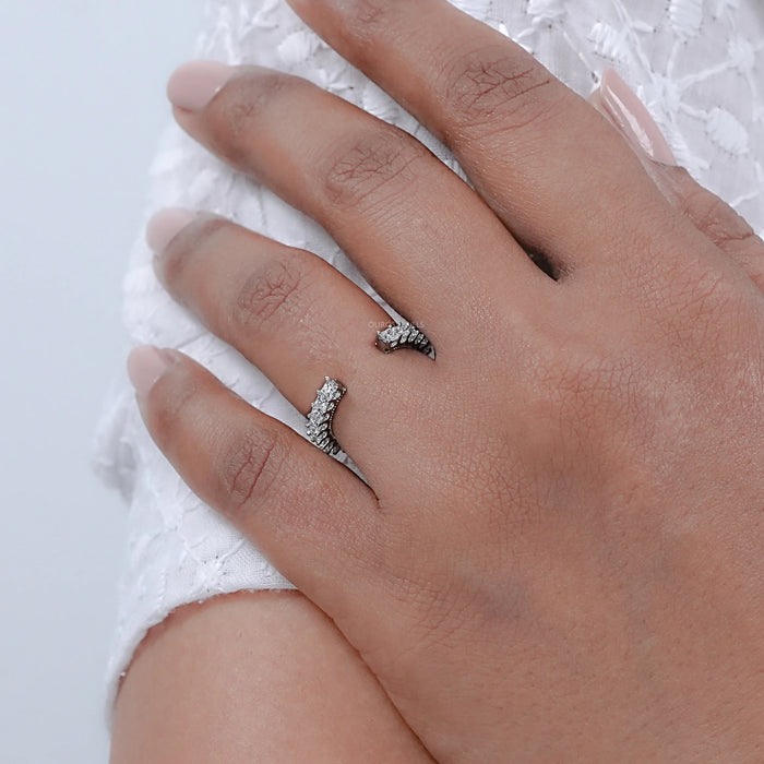 Open Cuff Princess Cut Lab Diamond Wedding Band