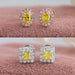 Yellow Princess & Oval Diamond Halo Stud Earrings Earring