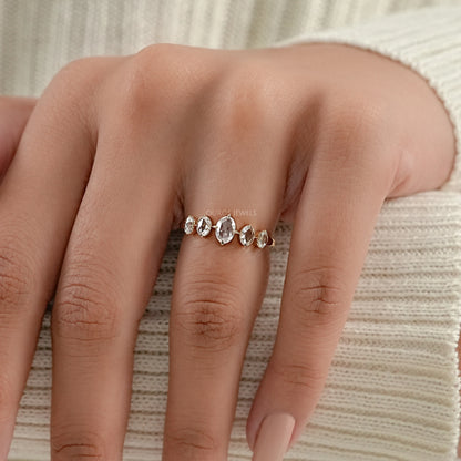 Five Stone Rose Cut Oval Diamond Ring