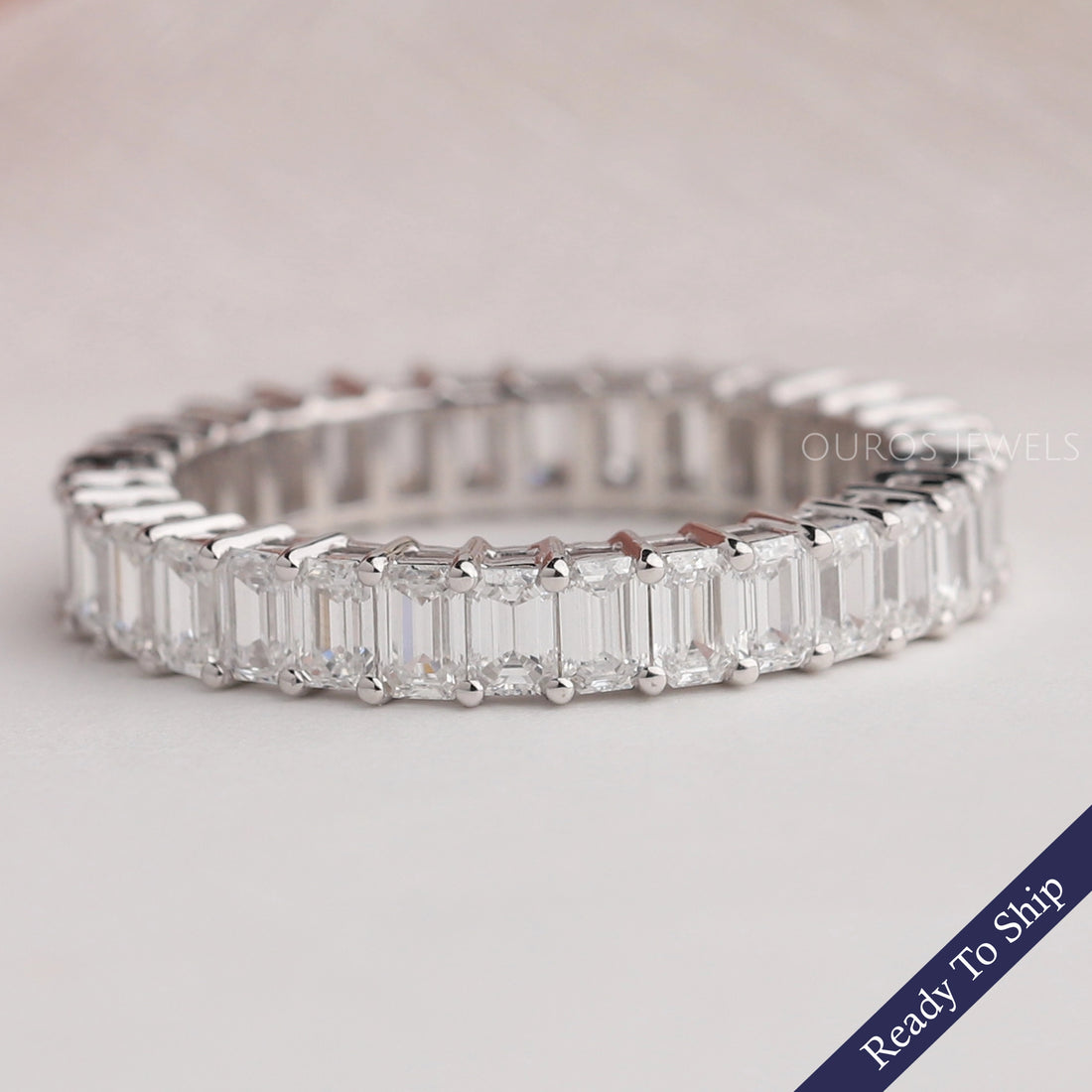 Emerald Cut Full Eternity Wedding Band