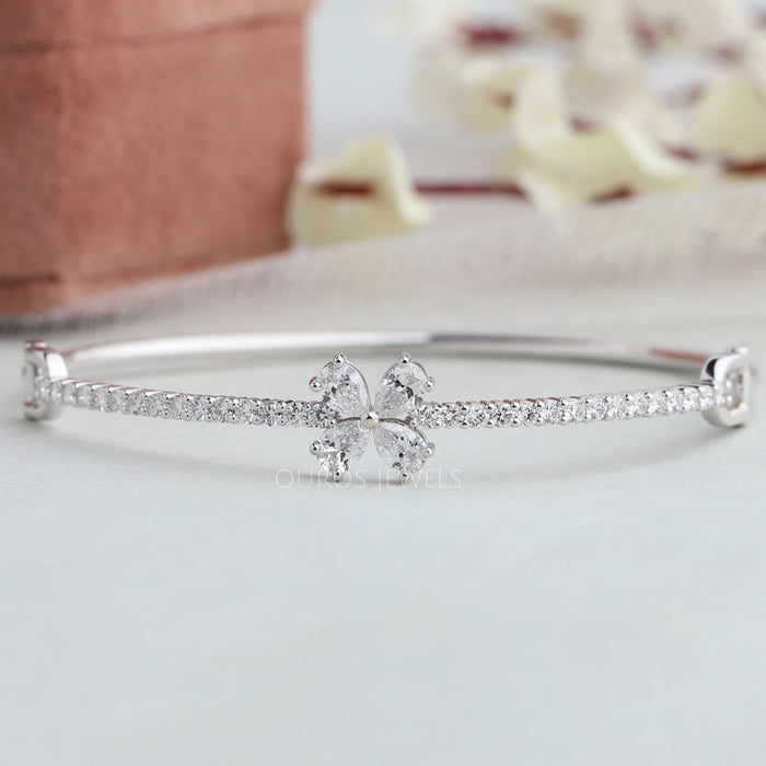 Pear Cut Diamond Flower Bangle