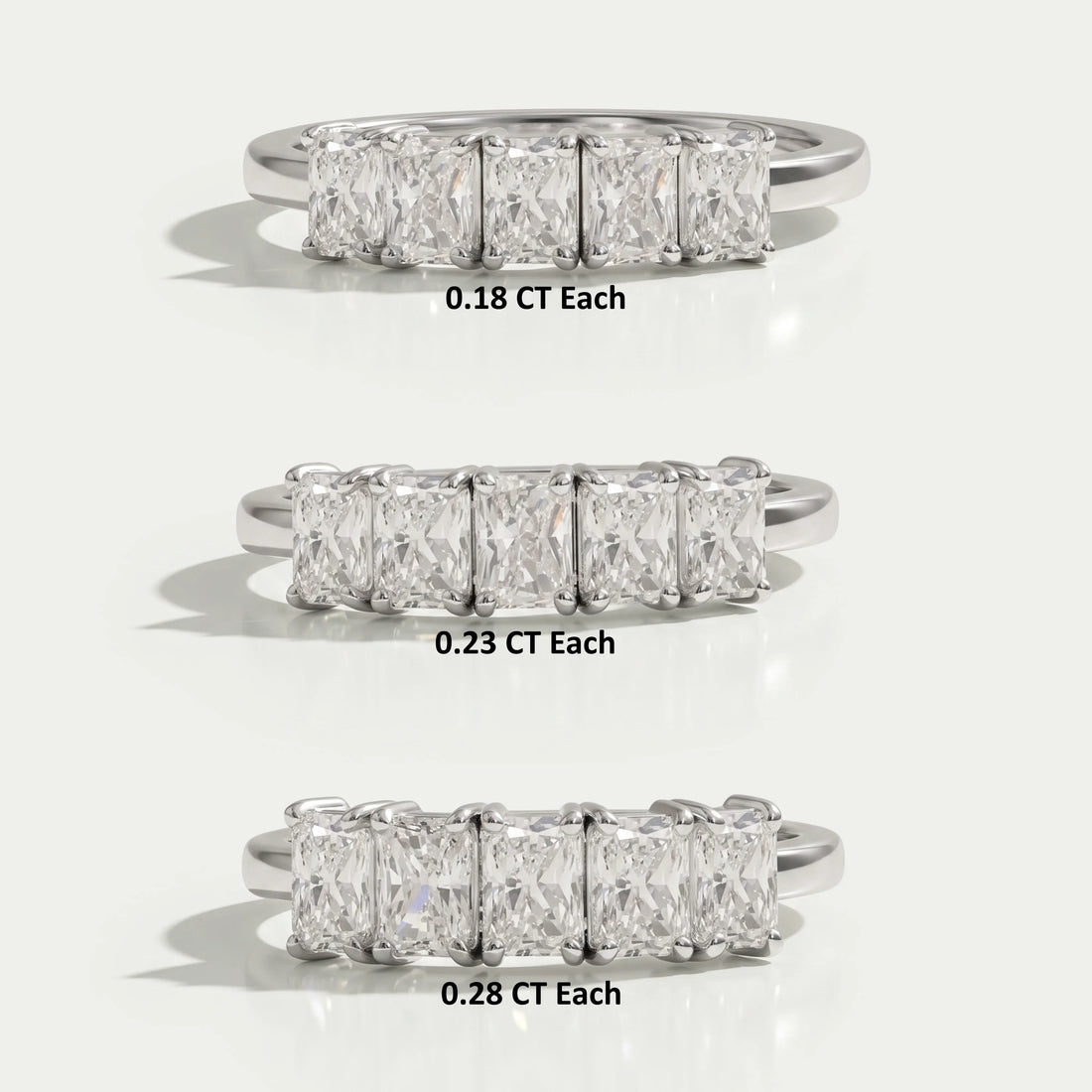 Five Stone Radiant Cut Lab Grown Diamond Ring Rings
