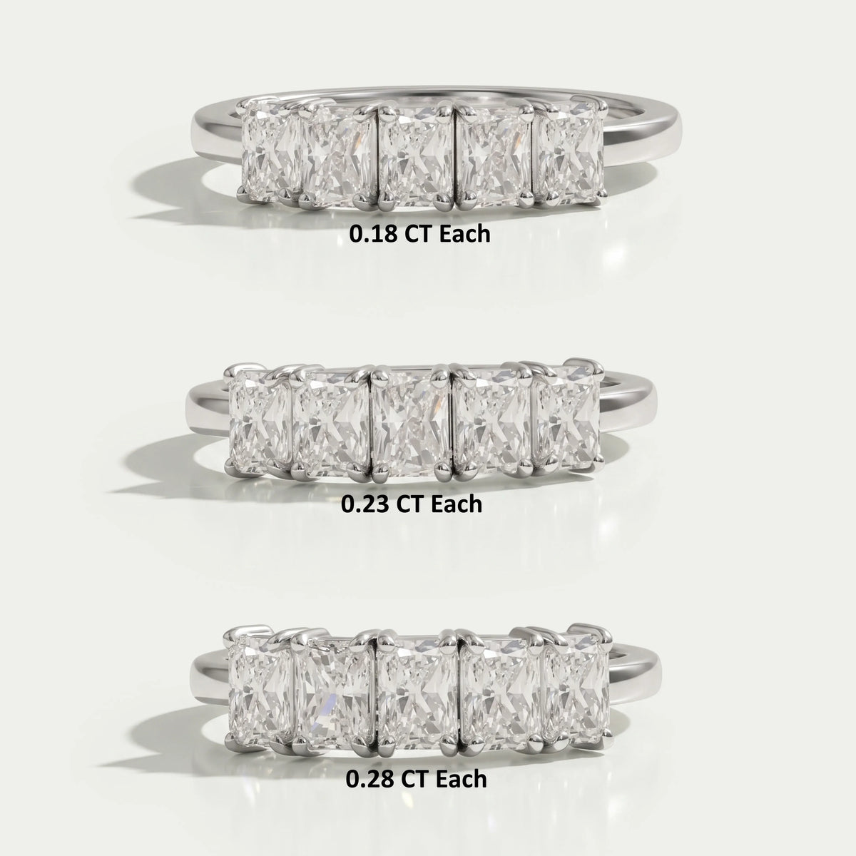 Five Stone Radiant Cut Lab Grown Diamond Ring Rings