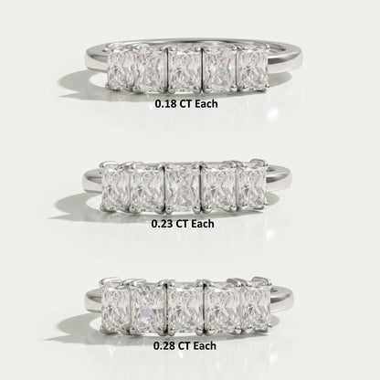 Five Stone Radiant Cut Lab Grown Diamond Ring Rings