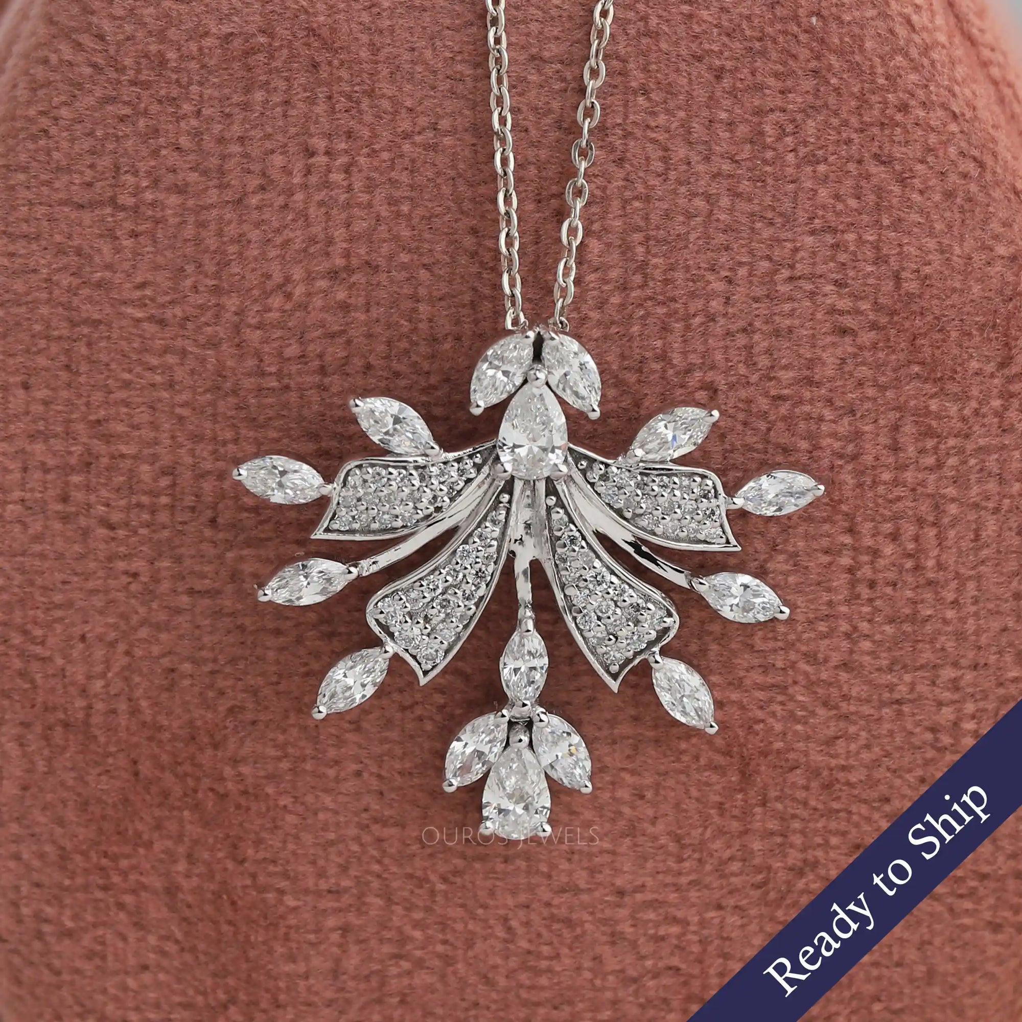 Marquise And Round Cut Cluster Diamond Pendant
